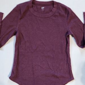 Women's Gap Fitted Waffled Mauve Long Sleeve Shirt - Large